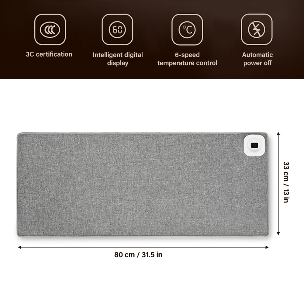 Hojalis Alfombrilla de Escritorio con Calefacción, Alfombrilla de Ratón con Calefacción, Alfombrilla de Ratón Calefactable, Alfombrilla Ratón Calefactable con 35–60℃ Niveles (Gris) – para oposiciones – Material de estudio – OpoMarket