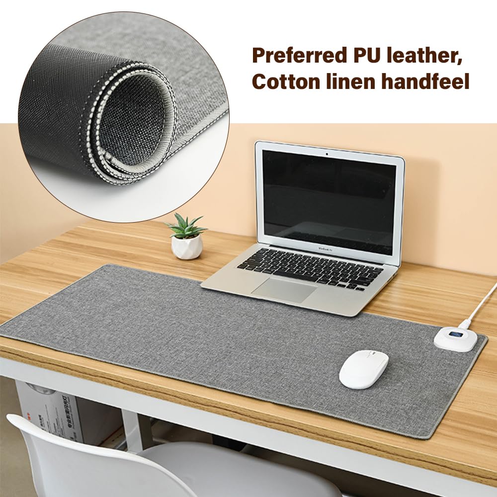 Hojalis Alfombrilla de Escritorio con Calefacción, Alfombrilla de Ratón con Calefacción, Alfombrilla de Ratón Calefactable, Alfombrilla Ratón Calefactable con 35–60℃ Niveles (Gris) – para oposiciones – Material de estudio – OpoMarket