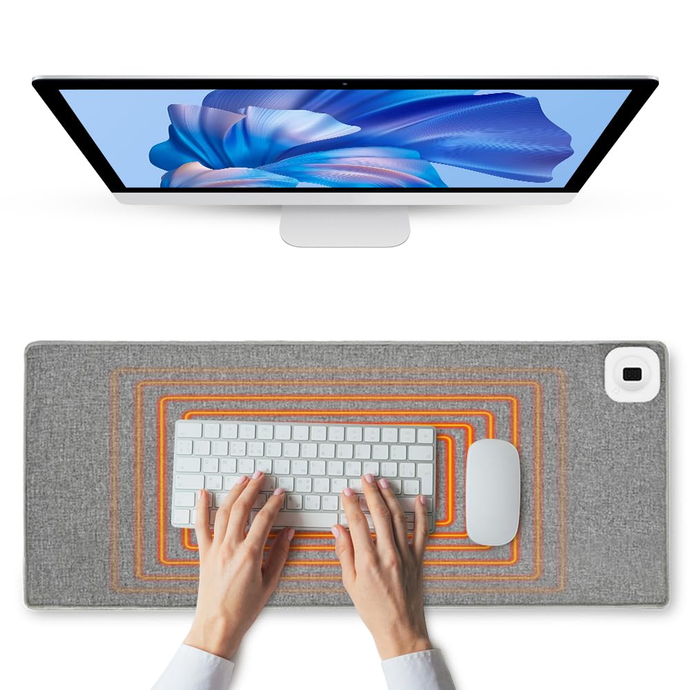 Hojalis Alfombrilla de Escritorio con Calefacción, Alfombrilla de Ratón con Calefacción, Alfombrilla de Ratón Calefactable, Alfombrilla Ratón Calefactable con 35–60℃ Niveles (Gris) – para oposiciones – Material de estudio – OpoMarket
