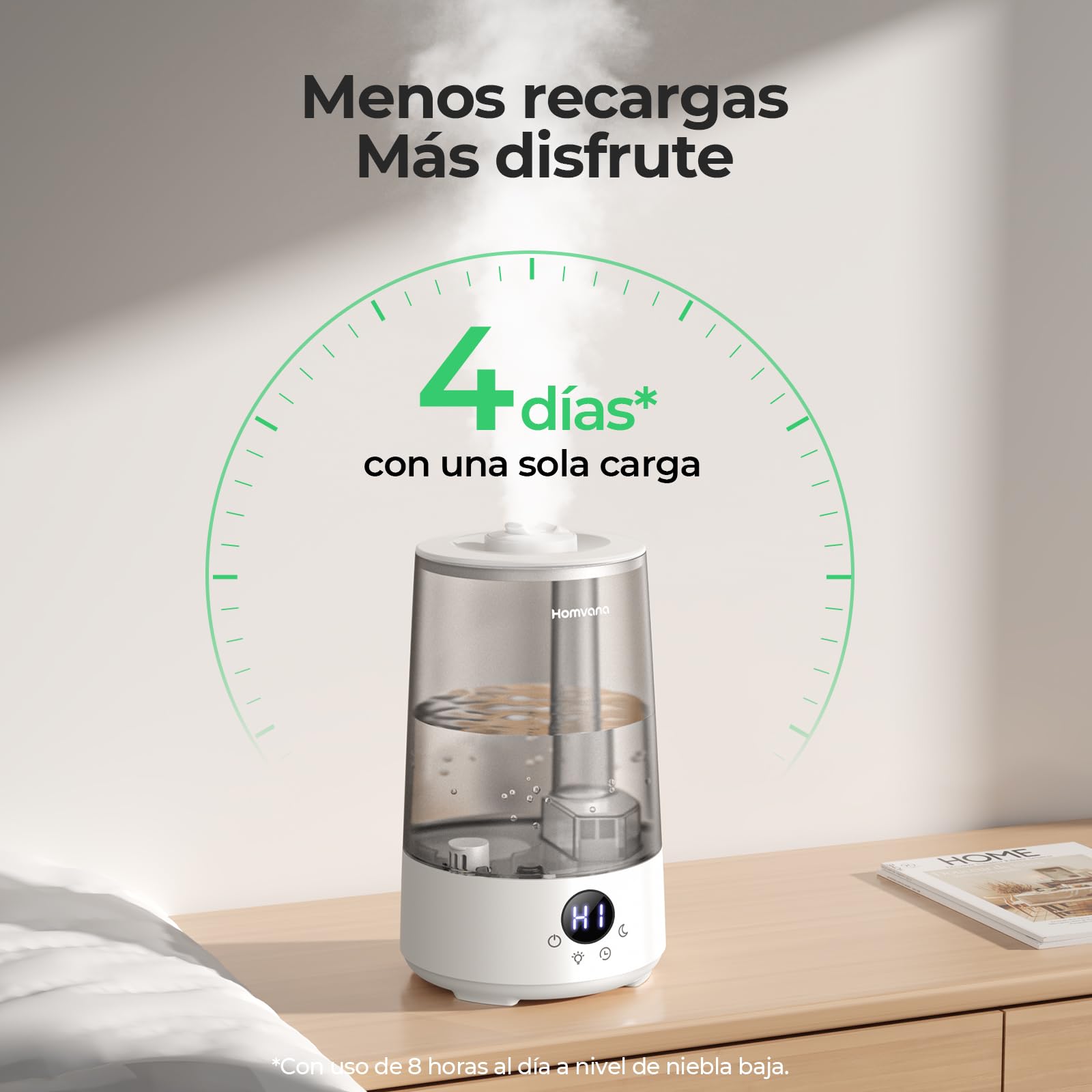 Homvana Humidificador Bebes Mocos y Tos, 3.6L Cool Mist 16dB Silencioso (SilentSpray), Top - Fill 34 Horas de Funcionamiento, con Bandeja de Aroma, BPA Free Bebés y Plantas, 7 Color Light, Sleep Mode – para oposiciones – Material de estudio – OpoMarket