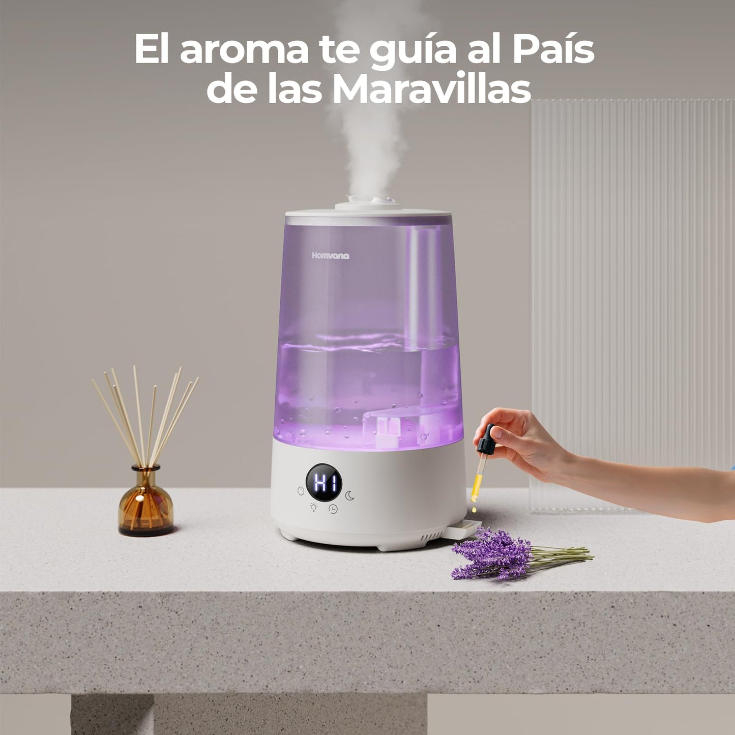 Homvana Humidificador Bebes Mocos y Tos, 3.6L Cool Mist 16dB Silencioso (SilentSpray), Top - Fill 34 Horas de Funcionamiento, con Bandeja de Aroma, BPA Free Bebés y Plantas, 7 Color Light, Sleep Mode – para oposiciones – Material de estudio – OpoMarket