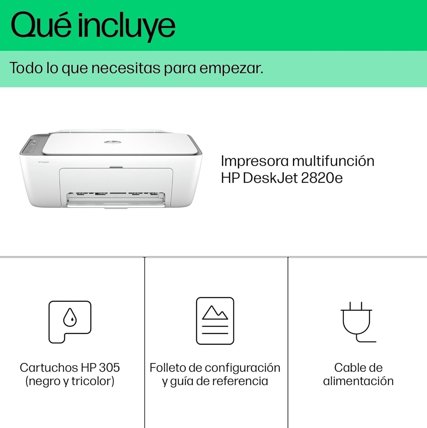 HP DeskJet 2820e 588K9B, Impresora Multifunción de Inyección de Tinta A4 a Color, Impresión a Doble Cara Manual, 7,5 ppm, Wi - Fi, Smart, 6 Meses de Instant Ink Incluidos, Blanca – Material de oficina para oposiciones – Material de estudio – OpoMarket