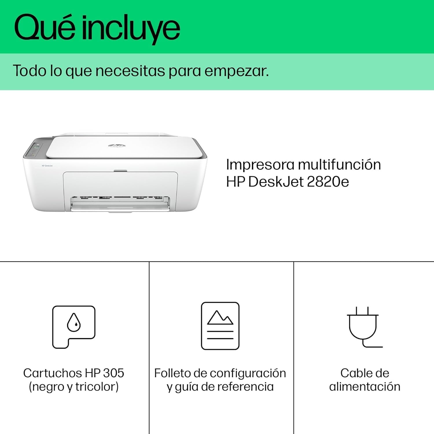 HP DeskJet 2820e 588K9B, Impresora Multifunción de Inyección de Tinta A4 a Color, Impresión a Doble Cara Manual, 7,5 ppm, Wi - Fi, Smart, 6 Meses de Instant Ink Incluidos, Blanca – Material de oficina para oposiciones – Material de estudio – OpoMarket