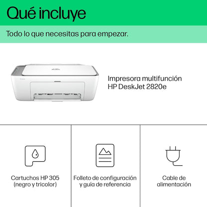 HP DeskJet 2820e 588K9B, Impresora Multifunción de Inyección de Tinta A4 a Color, Impresión a Doble Cara Manual, 7,5 ppm, Wi - Fi, Smart, 6 Meses de Instant Ink Incluidos, Blanca – Material de oficina para oposiciones – Material de estudio – OpoMarket