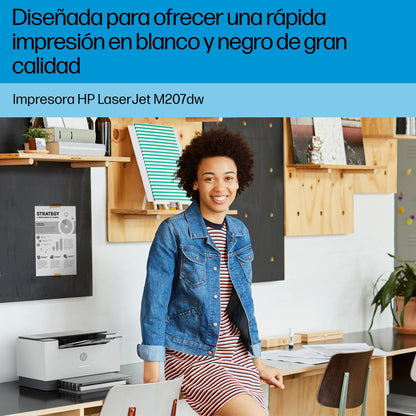 HP Laserjet M207dw, Impresora Láser Monocromo A4, Impresión a Doble Cara automática, 28 ppm, USB 2.0, Wi - Fi, Ethernet, Smart, Panel con Botones LED, Procesador 500 MHz, Memoria 64 MB, Gris – Material de oficina para oposiciones – Material de estudio – OpoMarket
