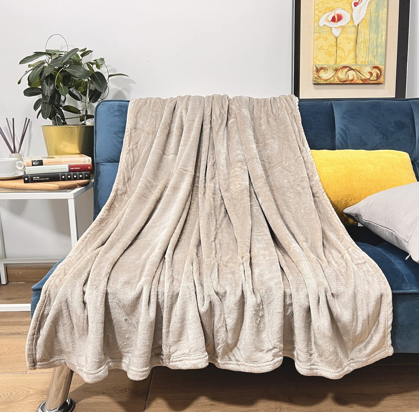HTE Manta Microfibra para Cama Sofá y Sillón, Manta Polar Lisa de Tacto Suave Super Caliente para Adulto y Niño,Sin Arrugas (Beige, 130 x 160 cm) – para oposiciones – Material de estudio – OpoMarket