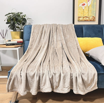 HTE Manta Microfibra para Cama Sofá y Sillón, Manta Polar Lisa de Tacto Suave Super Caliente para Adulto y Niño,Sin Arrugas (Beige, 130 x 160 cm) – para oposiciones – Material de estudio – OpoMarket