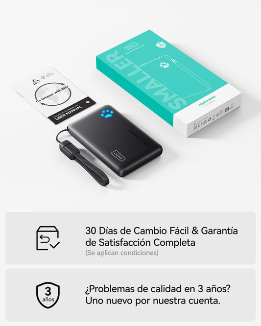 INIU Power Bank, 45W PD3.0 El Más Ligero 10000mAh Bateria Externa, Carga Rápida USB C Input & Output Bateria Portatil con Linterna para iPhone 17 16 15 14 13 12 Pro Samsung S22 S21 S20 iPad Airpods – para oposiciones – Material de estudio – OpoMarket