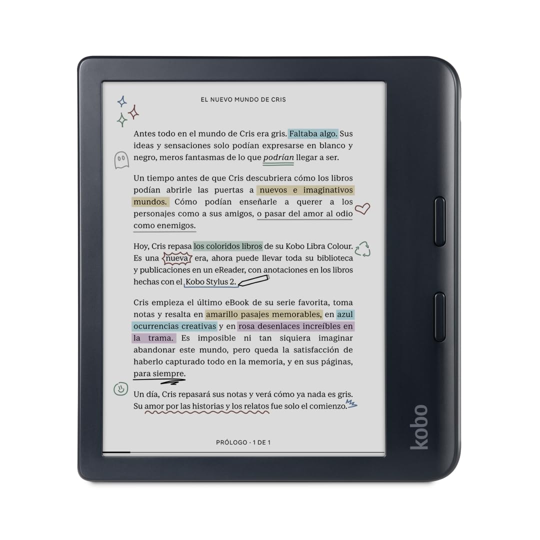Kobo Libra Colour eReader | Pantalla E Ink Kaleido™ 3 de 7" | Temperatura del Color y Brillo Ajustables | Reducción luz Azul | eBooks y AudioBooks | Memoría 32 GB | Resistente al Agua | Negro – para oposiciones – Material de estudio – OpoMarket