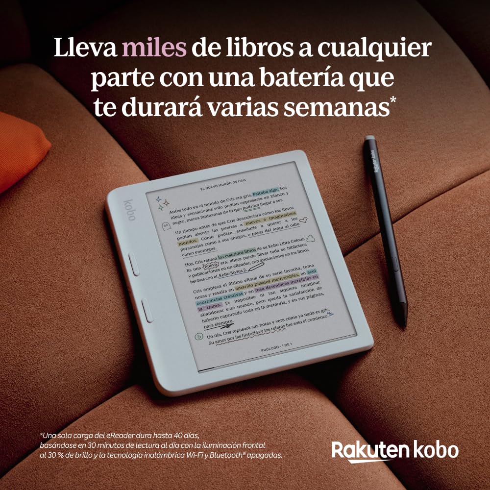 Kobo Libra Colour eReader | Pantalla E Ink Kaleido™ 3 de 7" | Temperatura del Color y Brillo Ajustables | Reducción luz Azul | eBooks y AudioBooks | Memoría 32 GB | Resistente al Agua | Negro – para oposiciones – Material de estudio – OpoMarket