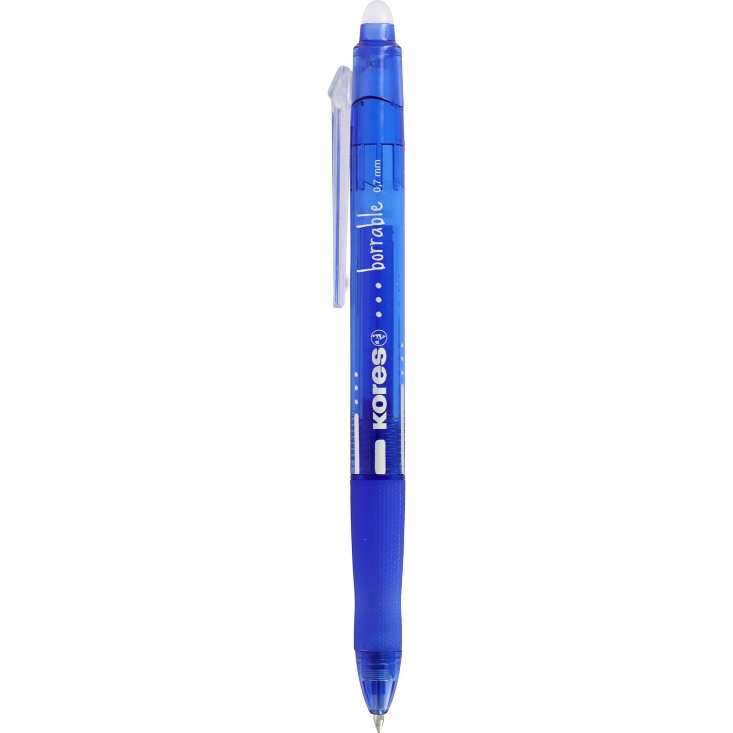 Kores - Bolígrafo Borrable Azul BG5, Tinta Gel, Punta 0,7mm, Retráctil, Grip Ergonómico, No Mancha, No Daña Papel, No Deja Restos de Goma, Perfecto Material Escolar y de Oficina – para oposiciones – Material de estudio – OpoMarket