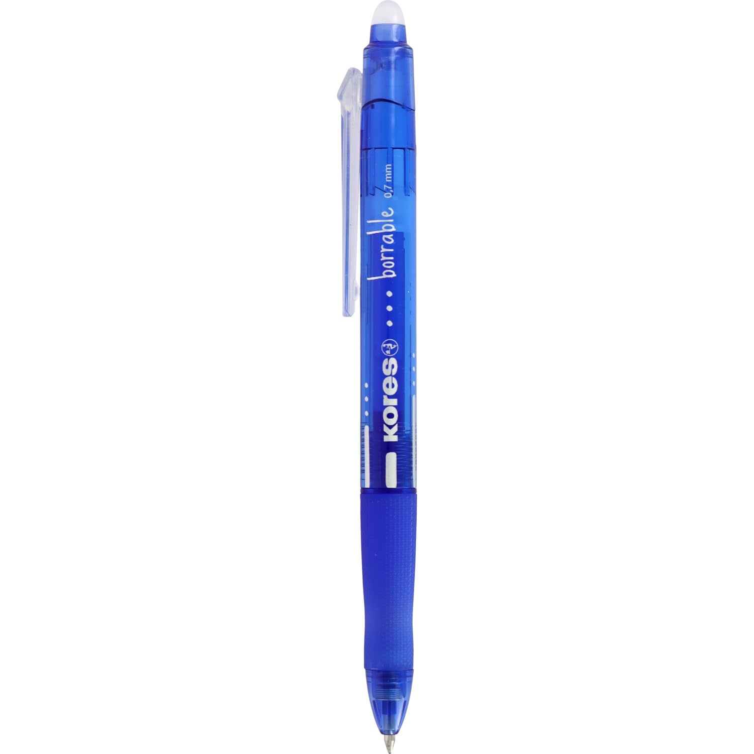 Kores - Bolígrafo Borrable Azul BG5, Tinta Gel, Punta 0,7mm, Retráctil, Grip Ergonómico, No Mancha, No Daña Papel, No Deja Restos de Goma, Perfecto Material Escolar y de Oficina – para oposiciones – Material de estudio – OpoMarket