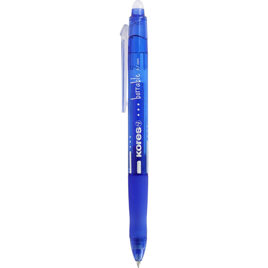 Kores - Bolígrafo Borrable Azul BG5, Tinta Gel, Punta 0,7mm, Retráctil, Grip Ergonómico, No Mancha, No Daña Papel, No Deja Restos de Goma, Perfecto Material Escolar y de Oficina – para oposiciones – Material de estudio – OpoMarket
