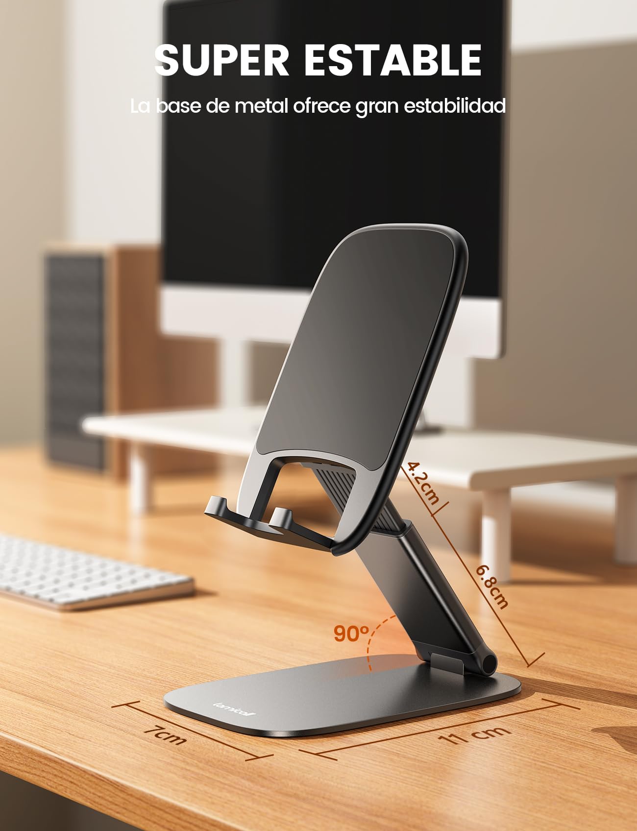 Lamicall Soporte Móvil Mesa Plegable, Soporte Teléfono - [15mm Ultrafino] Base Móvil, Altura & Ángulo Ajustables, Soporte Universal para iPhone 17/16/15/14/13/12/11 Pro MAX, Samsung y Otro Smartphone – para oposiciones – Material de estudio – OpoMarket