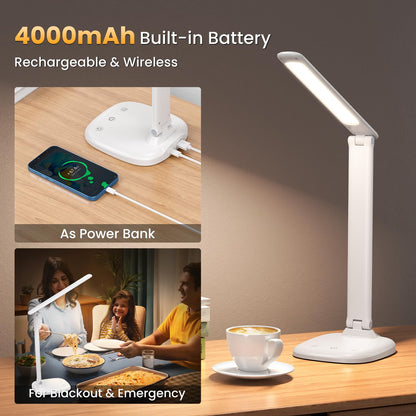 Lámpara de Escritorio, 5 Modos de Lampara Escritorio LED, Batería 4000mAh con Puerto de Carga USB, Control Táctil, Temporizador y Memoria, Flexo LED Escritorio para Cama, Oficina, Leer y Estudiar – para oposiciones – Material de estudio – OpoMarket