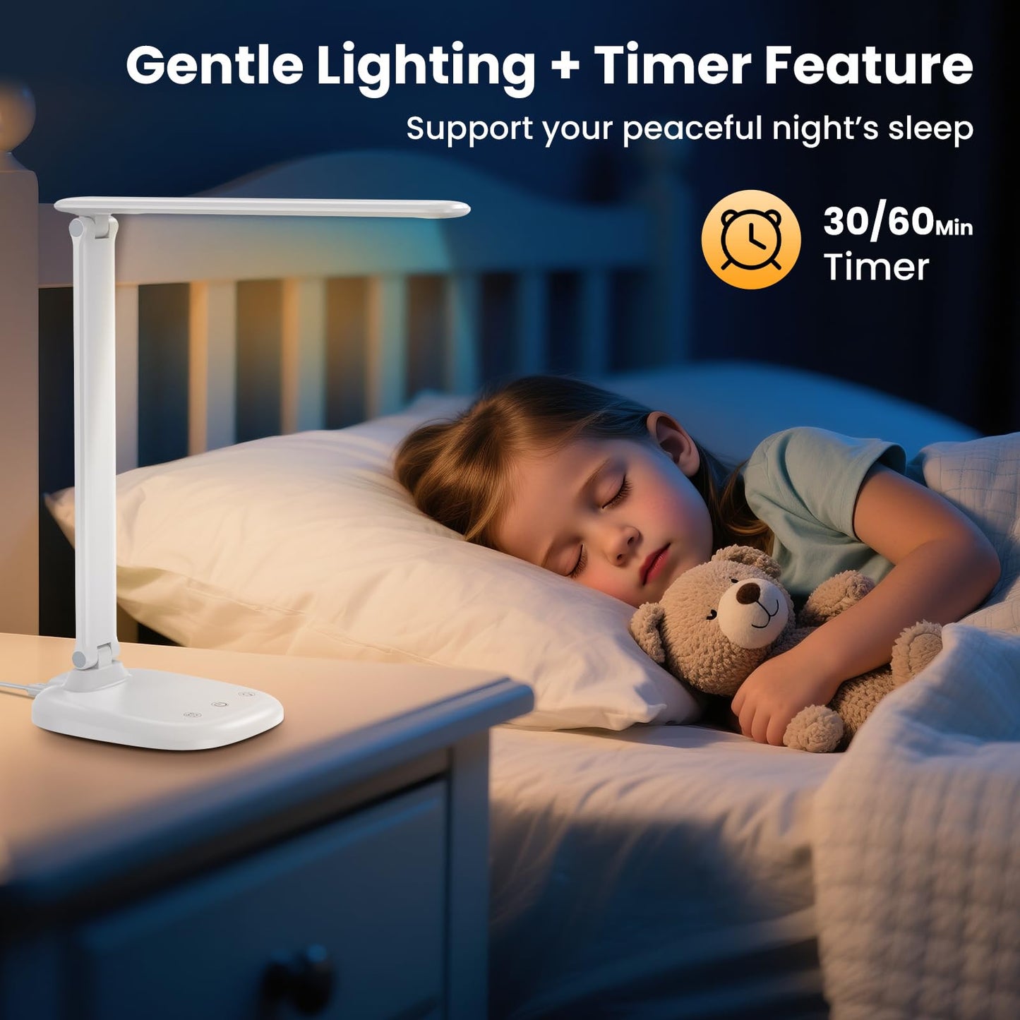 Lámpara de Escritorio, 5 Modos de Lampara Escritorio LED, Batería 4000mAh con Puerto de Carga USB, Control Táctil, Temporizador y Memoria, Flexo LED Escritorio para Cama, Oficina, Leer y Estudiar – para oposiciones – Material de estudio – OpoMarket