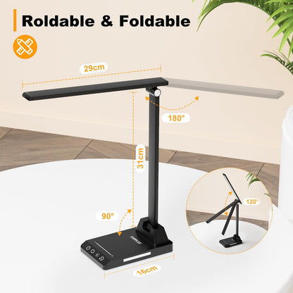 Lámpara Escritorio, Flexo Led Escritorio con 2500mAh Batería, 5 Modos,10 Niveles de Brillo Lámpara Escritorio LED, Temporizador de 30/60min Lampara Escritorio Led, Función de Memoria Flexo Escritorio – para oposiciones – Material de estudio – OpoMarket