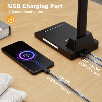 Lámpara Escritorio, Flexo Led Escritorio con 2500mAh Batería, 5 Modos,10 Niveles de Brillo Lámpara Escritorio LED, Temporizador de 30/60min Lampara Escritorio Led, Función de Memoria Flexo Escritorio – para oposiciones – Material de estudio – OpoMarket