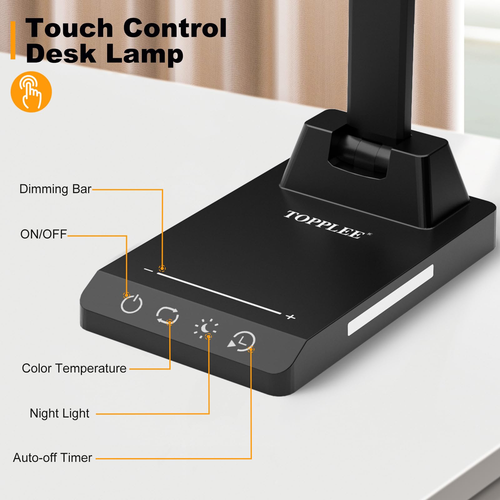 Lámpara Escritorio, Flexo Led Escritorio con 2500mAh Batería, 5 Modos,10 Niveles de Brillo Lámpara Escritorio LED, Temporizador de 30/60min Lampara Escritorio Led, Función de Memoria Flexo Escritorio – para oposiciones – Material de estudio – OpoMarket