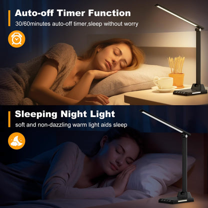 Lámpara Escritorio, Flexo Led Escritorio con 2500mAh Batería, 5 Modos,10 Niveles de Brillo Lámpara Escritorio LED, Temporizador de 30/60min Lampara Escritorio Led, Función de Memoria Flexo Escritorio – para oposiciones – Material de estudio – OpoMarket