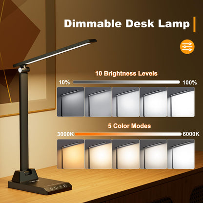 Lámpara Escritorio, Flexo Led Escritorio con 2500mAh Batería, 5 Modos,10 Niveles de Brillo Lámpara Escritorio LED, Temporizador de 30/60min Lampara Escritorio Led, Función de Memoria Flexo Escritorio – para oposiciones – Material de estudio – OpoMarket