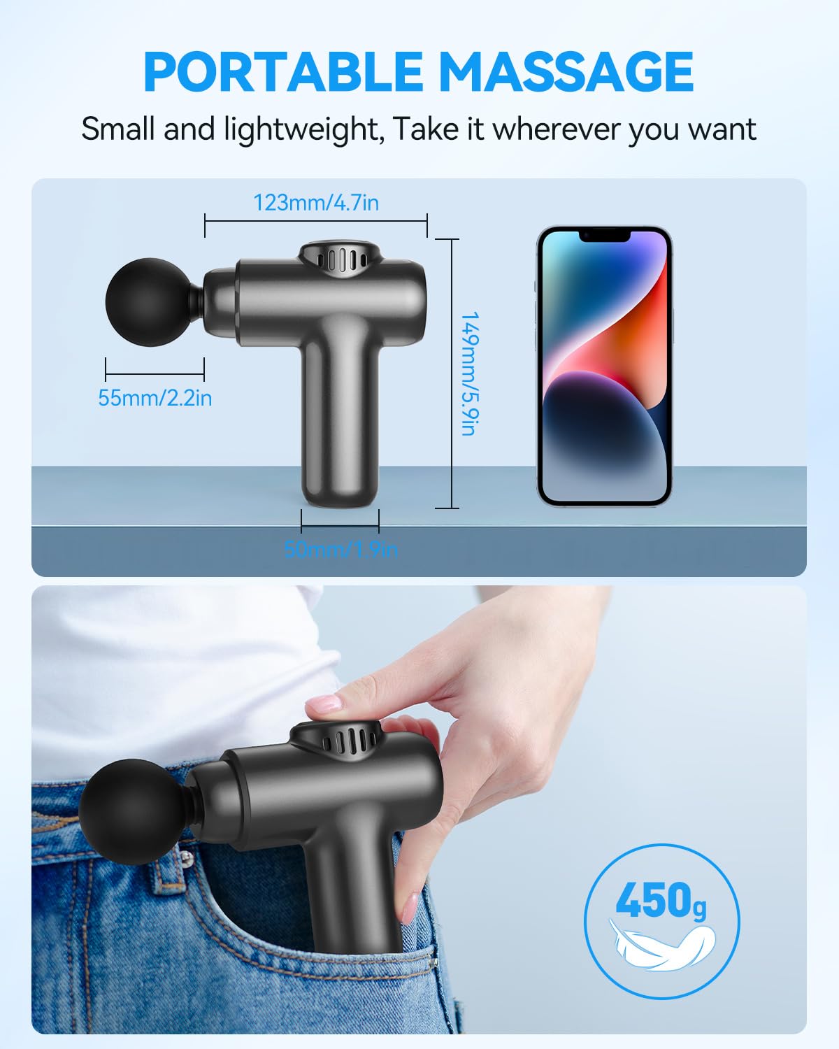 Lefity Mini Pistola De Masaje, Pistola De Masaje Tejido profundo Portátil De Mano Con 30 Velocidades, Pantalla Táctil LCD Para Aliviar Musculares – para oposiciones – Material de estudio – OpoMarket