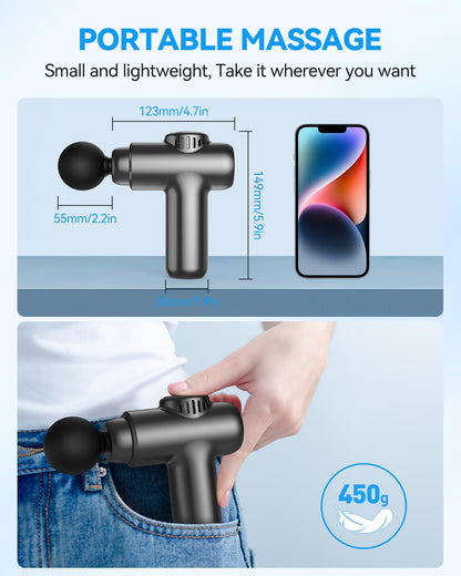 Lefity Mini Pistola De Masaje, Pistola De Masaje Tejido profundo Portátil De Mano Con 30 Velocidades, Pantalla Táctil LCD Para Aliviar Musculares – para oposiciones – Material de estudio – OpoMarket