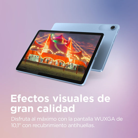 Lenovo Tab – Tablet 10.1" WUXGA (MediaTek Helio G85, 4 GB RAM, 128 GB, 60 Hz, 2 Altavoces, Wi - Fi 5, Bluetooth 5.3, Android 14) Color Azul Polar – Incluye Case Transparente con Soporte Incorporado – para oposiciones – Material de estudio – OpoMarket