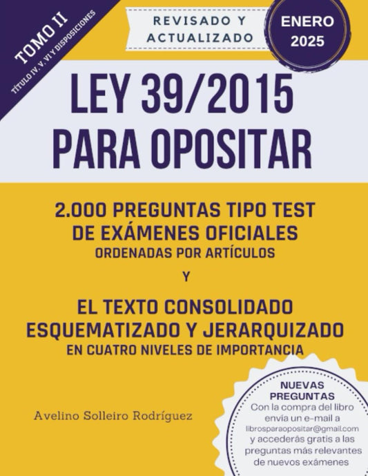 Portada del libro Test Ley 39 2015 Tomo II con esquemas para opositores