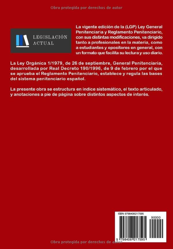 ley orgánica general penitenciaria y reglamento penitenciario libro actualizado 2025