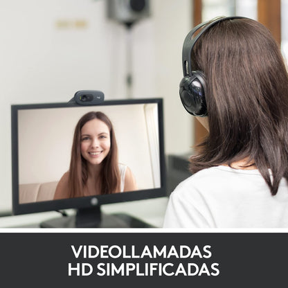 Logitech C270 Webcam HD, 720p/30fps, Video - Llamadas HD Amplio Campo Visual, Corrección de Iluminación, Micrófono Reductor de Ruido, FaceTime, Hangouts, WebEx, PC/Mac/Portátil/Tablet/Chromebook - Grafito – para oposiciones – Material de estudio – OpoMarket