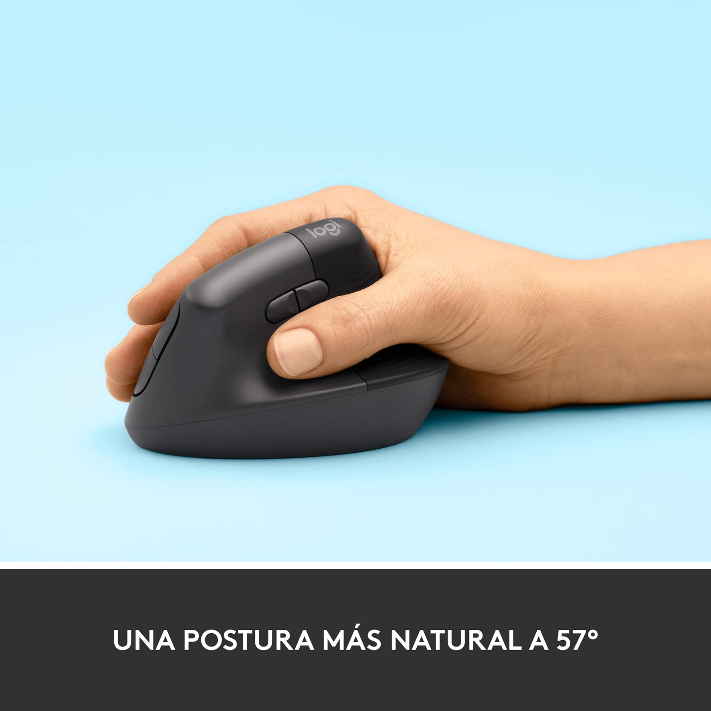 Logitech Lift Ratón Ergonómico Vertical, Inalámbrico, Bluetooth o receptor Logi Bolt USB, clics Silenciosos, 4 botones, compatible con Windows/macOS/iPadOS, portátil, PC - Grafito – para oposiciones – Material de estudio – OpoMarket