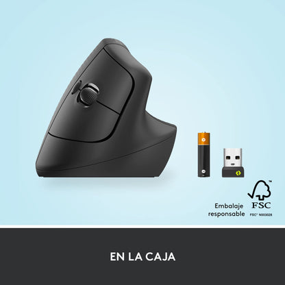 Logitech Lift Ratón Ergonómico Vertical, Inalámbrico, Bluetooth o receptor Logi Bolt USB, clics Silenciosos, 4 botones, compatible con Windows/macOS/iPadOS, portátil, PC - Grafito – para oposiciones – Material de estudio – OpoMarket