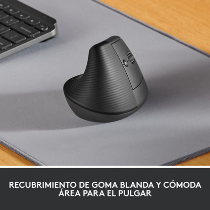Logitech Lift Ratón Ergonómico Vertical, Inalámbrico, Bluetooth o receptor Logi Bolt USB, clics Silenciosos, 4 botones, compatible con Windows/macOS/iPadOS, portátil, PC - Grafito – para oposiciones – Material de estudio – OpoMarket
