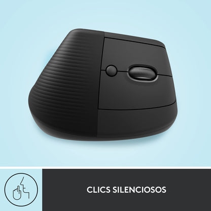 Logitech Lift Ratón Ergonómico Vertical, Inalámbrico, Bluetooth o receptor Logi Bolt USB, clics Silenciosos, 4 botones, compatible con Windows/macOS/iPadOS, portátil, PC - Grafito – para oposiciones – Material de estudio – OpoMarket