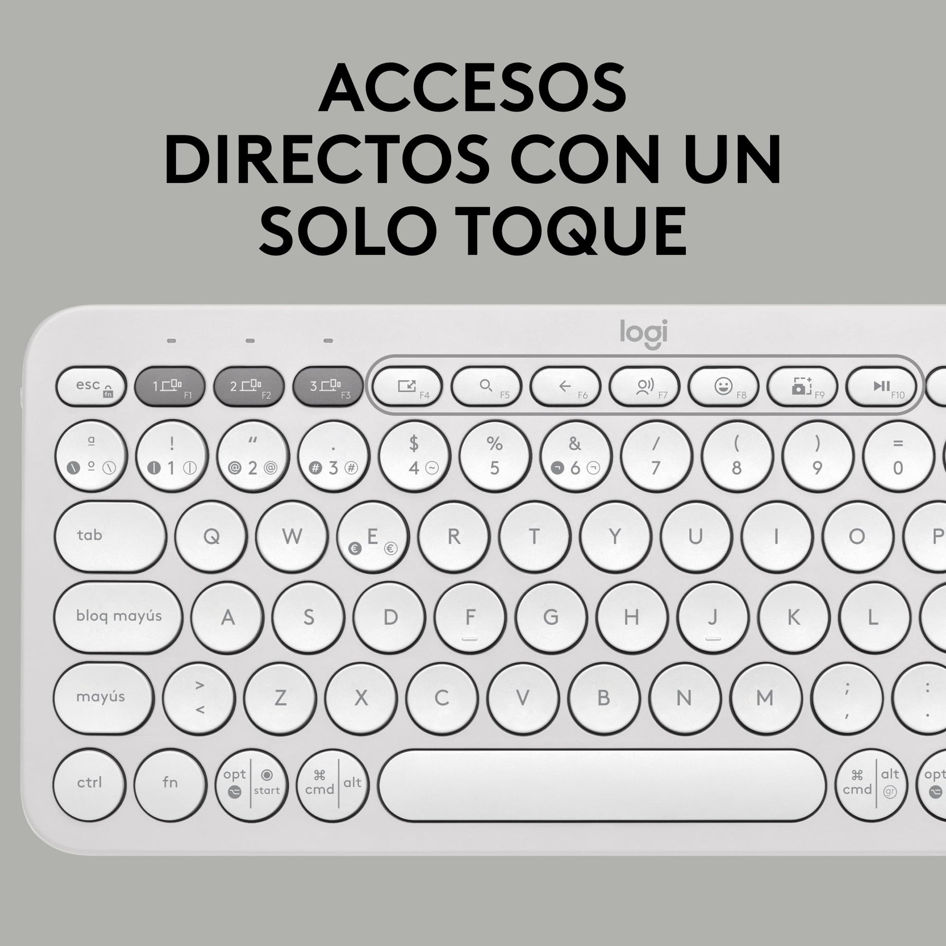 Logitech Pebble Keys 2 K380s Teclado Bluetooth Multidispositivo, Accesos Directos, Estilizado y Portátil, Easy - Switch, Windows, macOS, iPadOS, Android, ChromeOS, Disposición QWERTY Españo, Blanco – para oposiciones – Material de estudio – OpoMarket