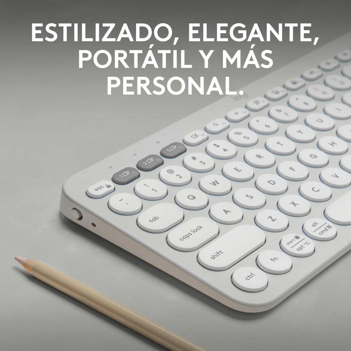 Logitech Pebble Keys 2 K380s Teclado Bluetooth Multidispositivo, Accesos Directos, Estilizado y Portátil, Easy - Switch, Windows, macOS, iPadOS, Android, ChromeOS, Disposición QWERTY Españo, Blanco – para oposiciones – Material de estudio – OpoMarket