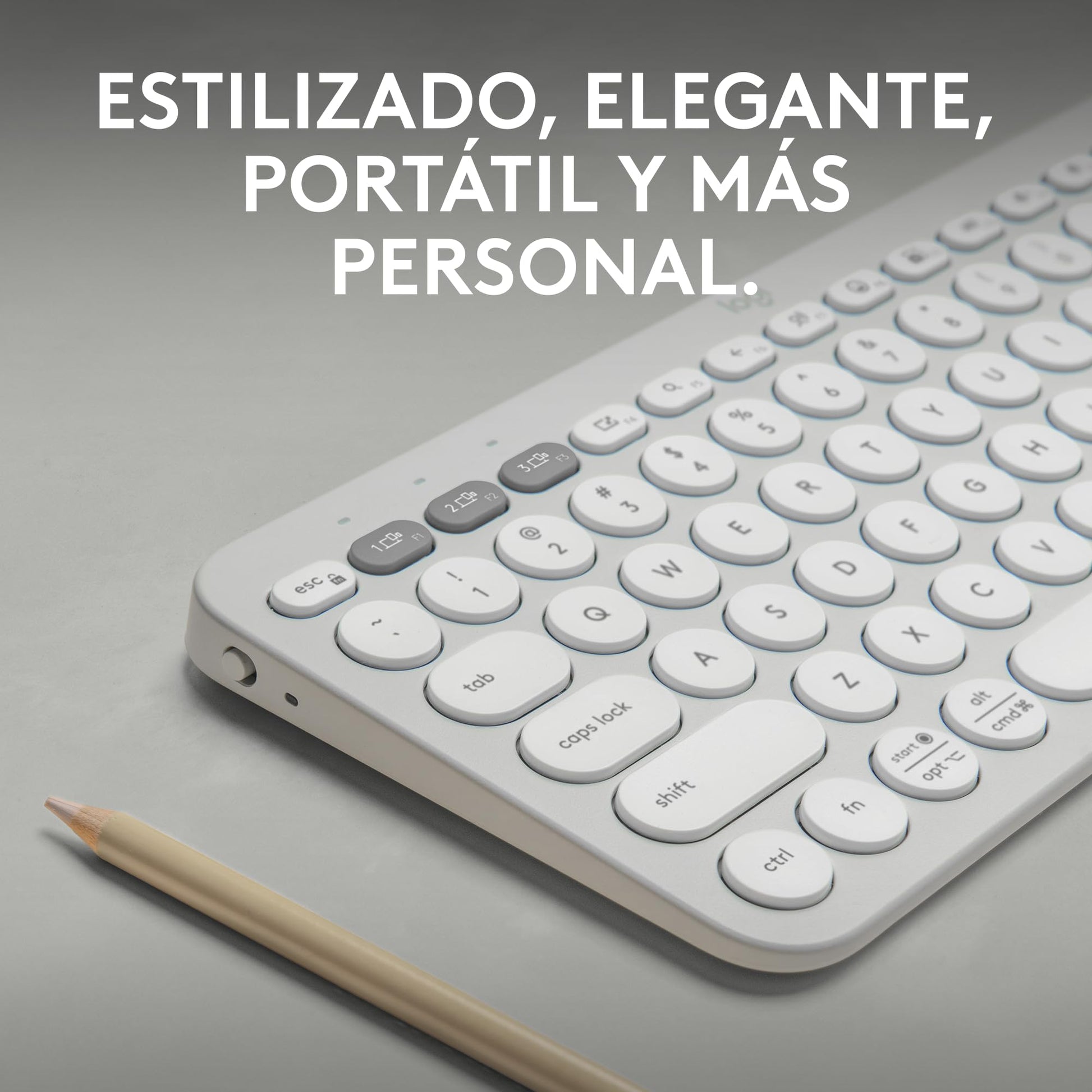 Logitech Pebble Keys 2 K380s Teclado Bluetooth Multidispositivo, Accesos Directos, Estilizado y Portátil, Easy - Switch, Windows, macOS, iPadOS, Android, ChromeOS, Disposición QWERTY Españo, Blanco – para oposiciones – Material de estudio – OpoMarket