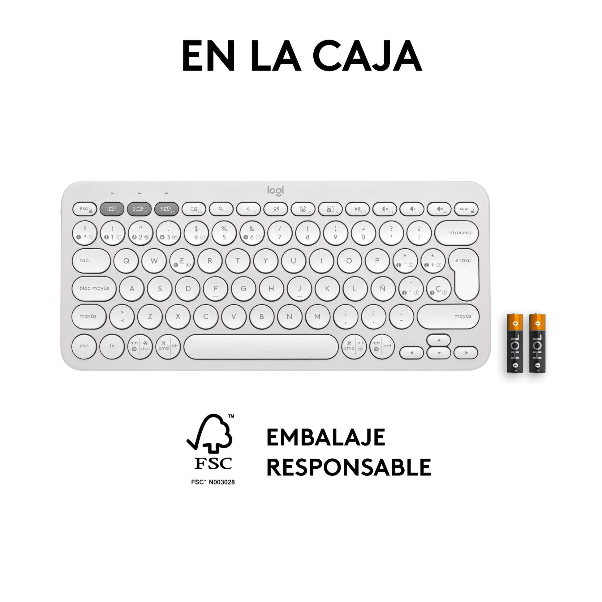 Logitech Pebble Keys 2 K380s Teclado Bluetooth Multidispositivo, Accesos Directos, Estilizado y Portátil, Easy - Switch, Windows, macOS, iPadOS, Android, ChromeOS, Disposición QWERTY Españo, Blanco – para oposiciones – Material de estudio – OpoMarket