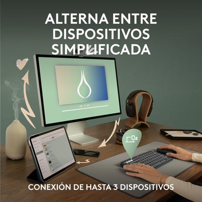 Logitech Pebble Keys 2 K380s Teclado Bluetooth Multidispositivo, Accesos Directos, Estilizado y Portátil, Easy - Switch, Windows, macOS, iPadOS, Android, ChromeOS, Disposición QWERTY Españo, Blanco – para oposiciones – Material de estudio – OpoMarket