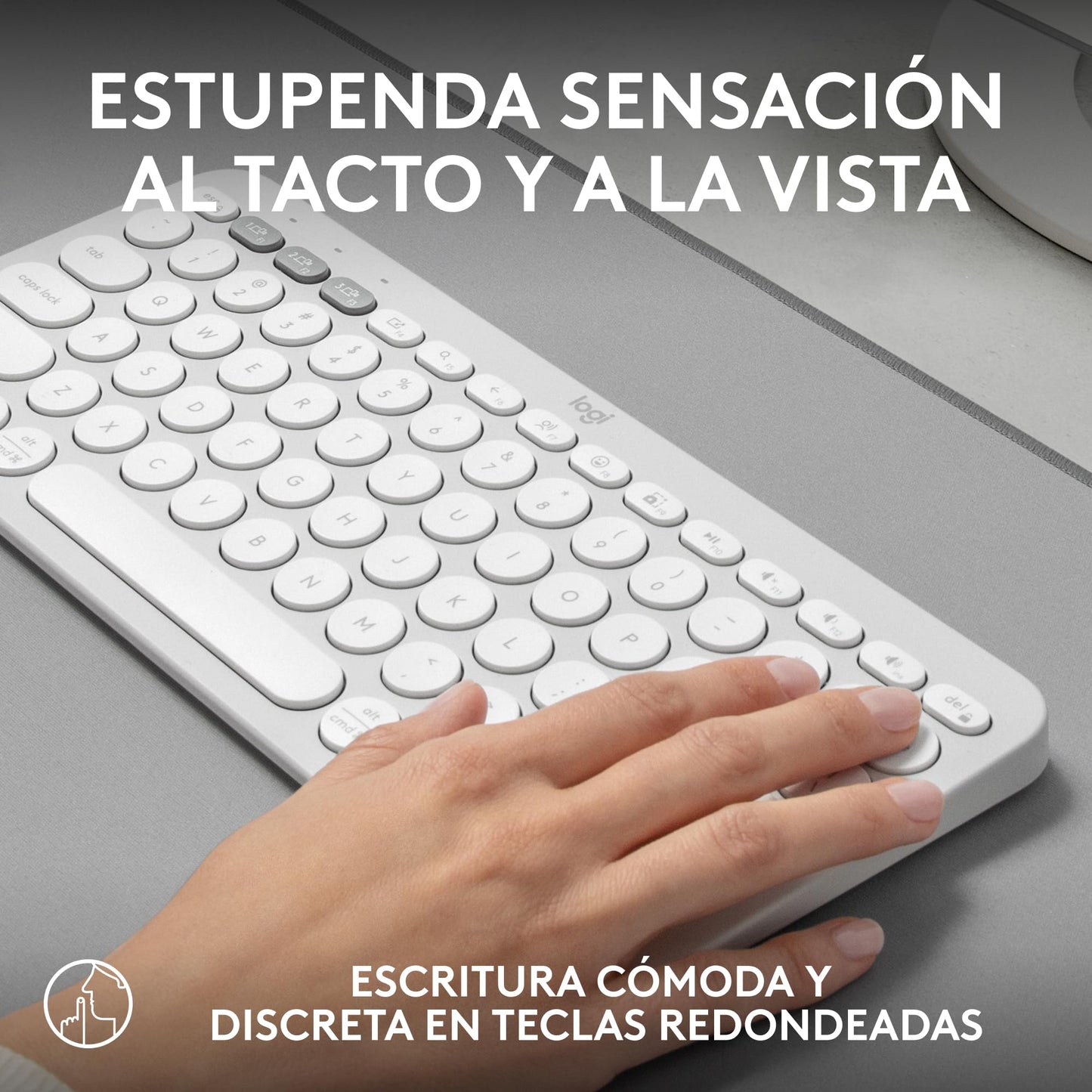 Logitech Pebble Keys 2 K380s Teclado Bluetooth Multidispositivo, Accesos Directos, Estilizado y Portátil, Easy - Switch, Windows, macOS, iPadOS, Android, ChromeOS, Disposición QWERTY Españo, Blanco – para oposiciones – Material de estudio – OpoMarket