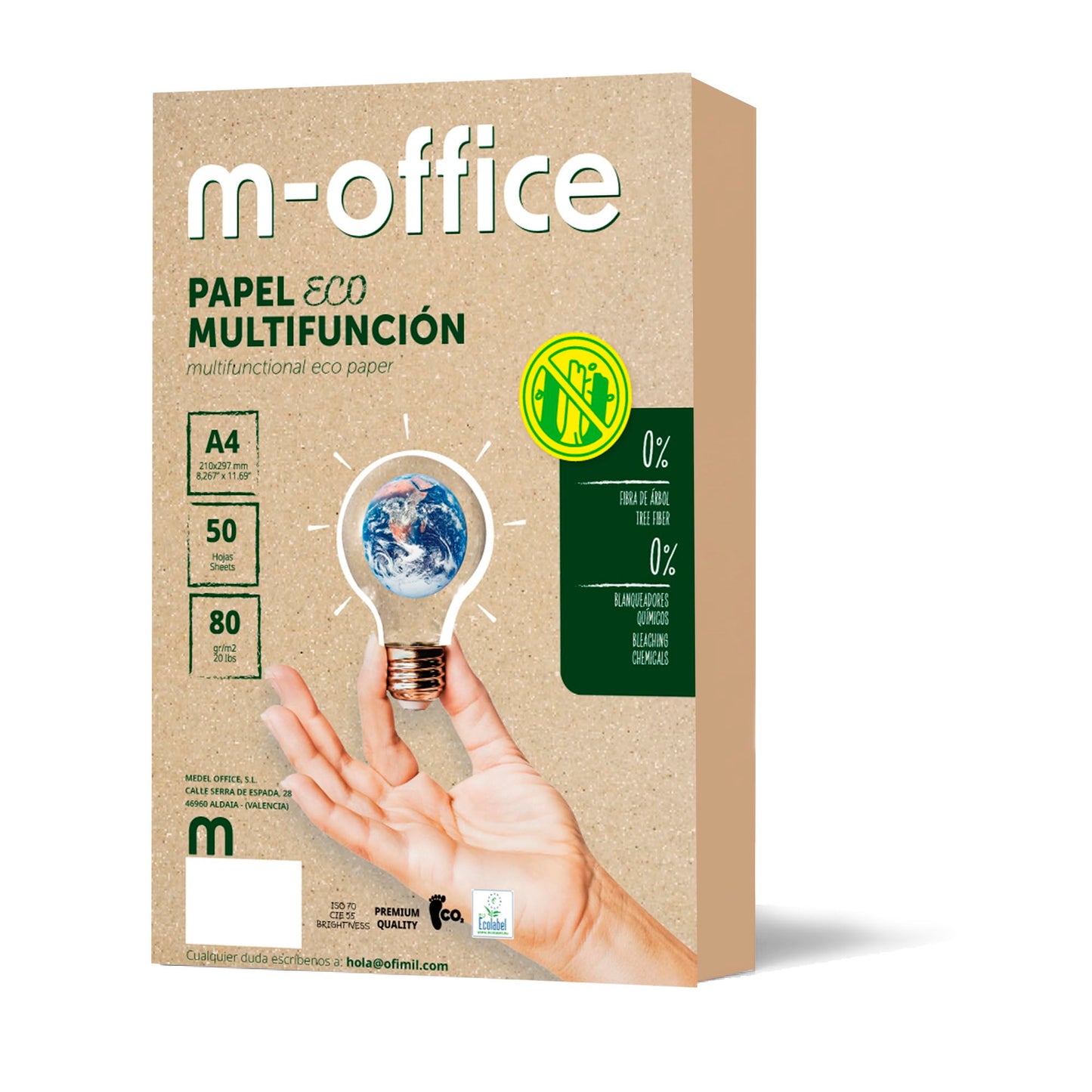 M - Office Papel Reciclado DIN A4 80gr - Paquete de 50 Folios para Fotocopiadora e Impresora - 100% Reciclado – para oposiciones – Material de estudio – OpoMarket