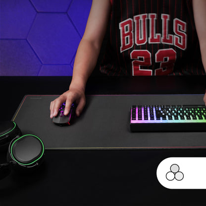 Mars Gaming MMP224, Alfombrilla Gaming XXL 880x330mm, Diseño de Bordes Rainbow, Base Antideslizante de Caucho Natural, Superficie Nanotextil de Alta Precisión, Alfombrilla de Ratón Flexible, Negro – para oposiciones – Material de estudio – OpoMarket