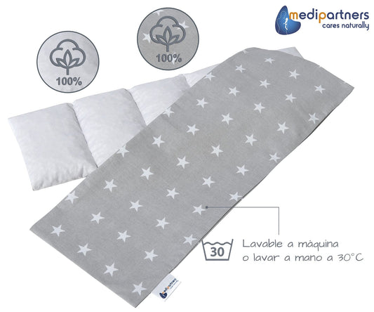 Medi Partners Saco de Semillas para Microondas 60x20cm Cojin 800g 100% Algodón 5 cámaras Saquitos bolsa Semillas calor Microondas Saco Termico (Estrellas) – para oposiciones – Material de estudio – OpoMarket