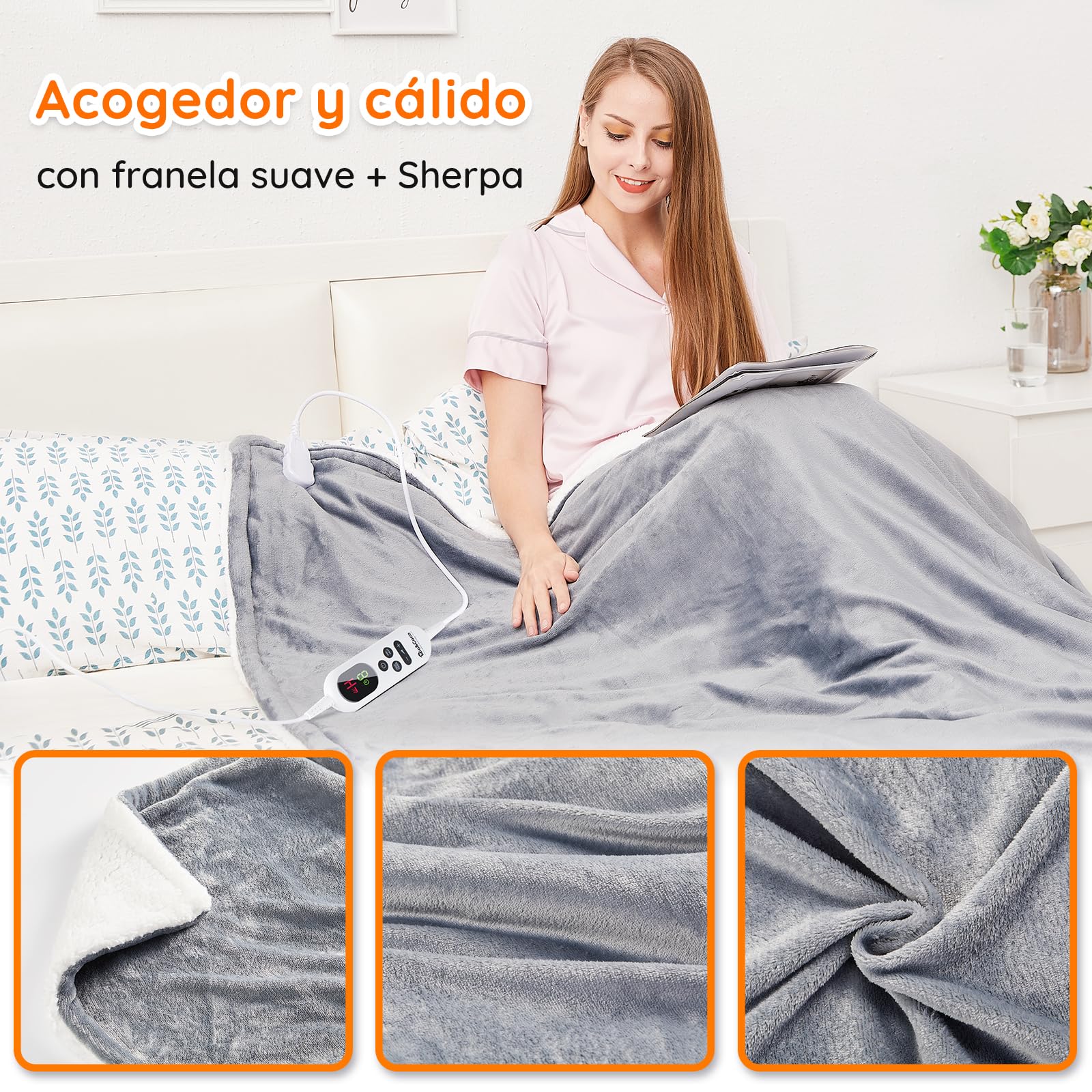 Manta térmica con temporizador de apagado automático 1 a 9 horas