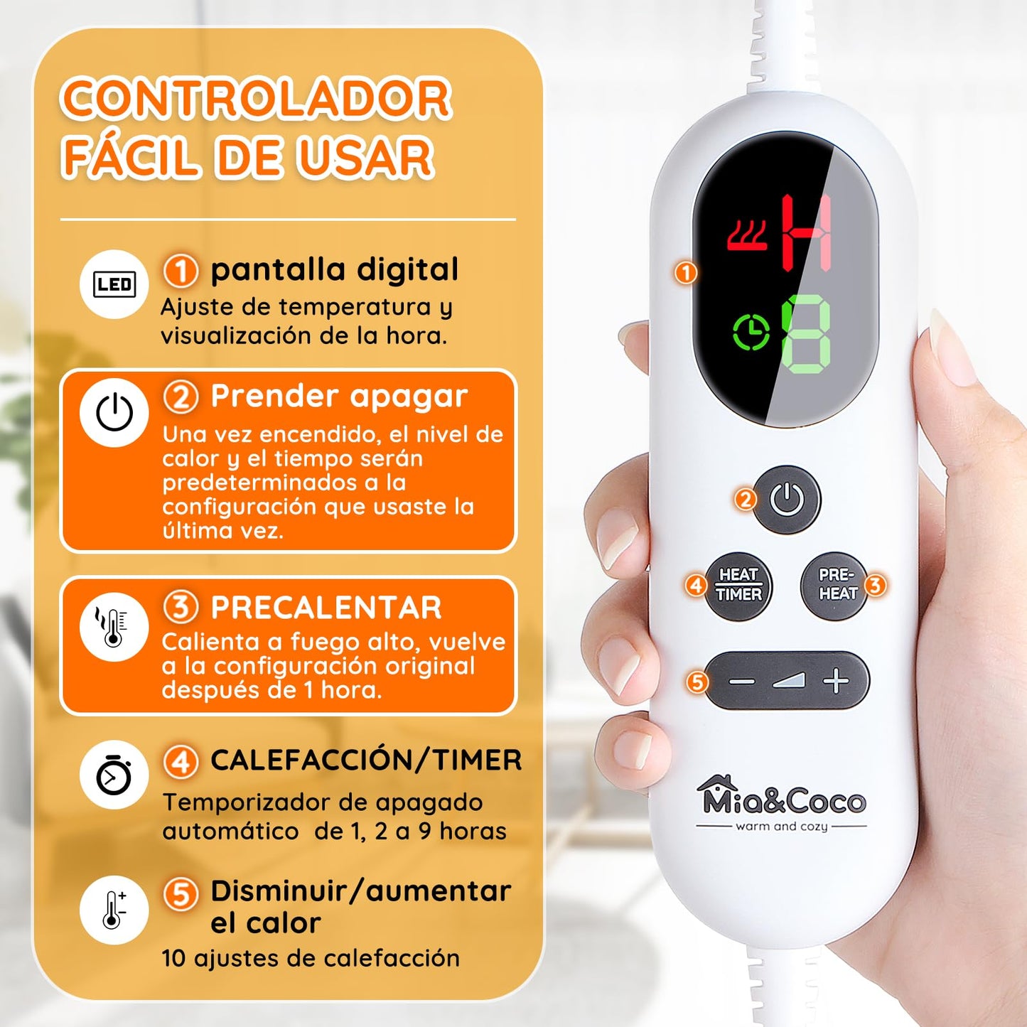 Manta térmica lavable a máquina con cable desconectable