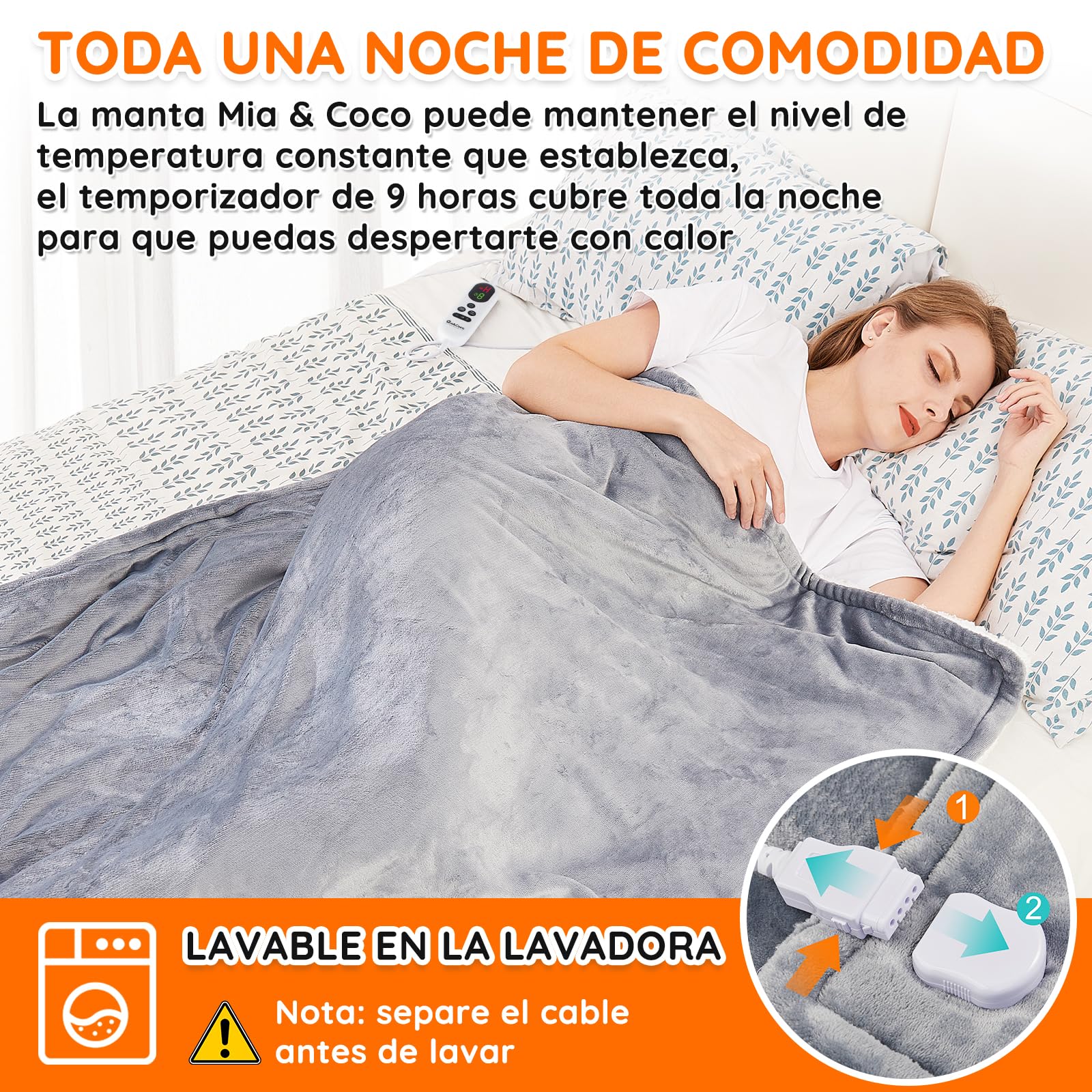 Manta térmica con 10 niveles de calor regulable