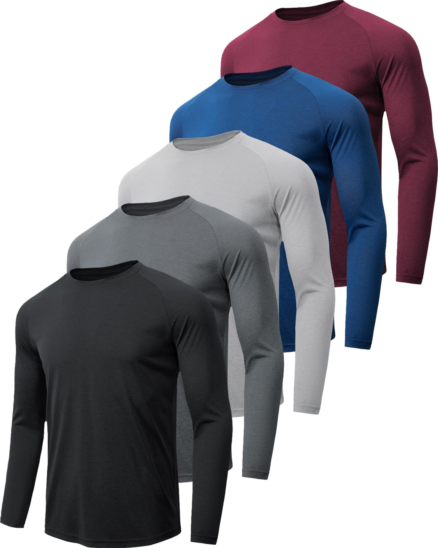 miijoory 5 Piezas Camisetas Manga Larga Hombre Camiseta Deporte Hombre de Secado Rápido Respirable UV Protección Solar para Gimnasio Running (XL,Negro, Azul, Gris Oscuro, Verde Militar, Rojo) – Ropa para oposiciones – Material de estudio – OpoMarket