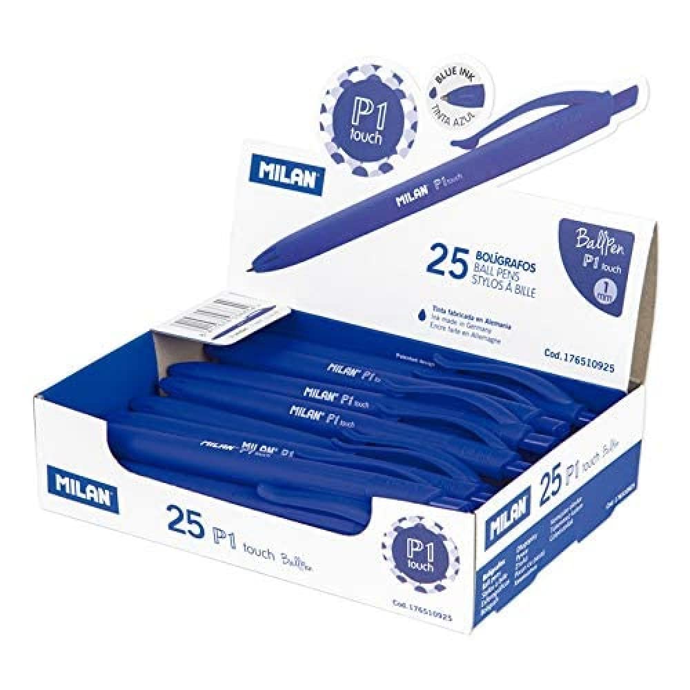 MILAN® Caja expositora 25 bolígrafos P1 touch azul – para oposiciones – Material de estudio – OpoMarket