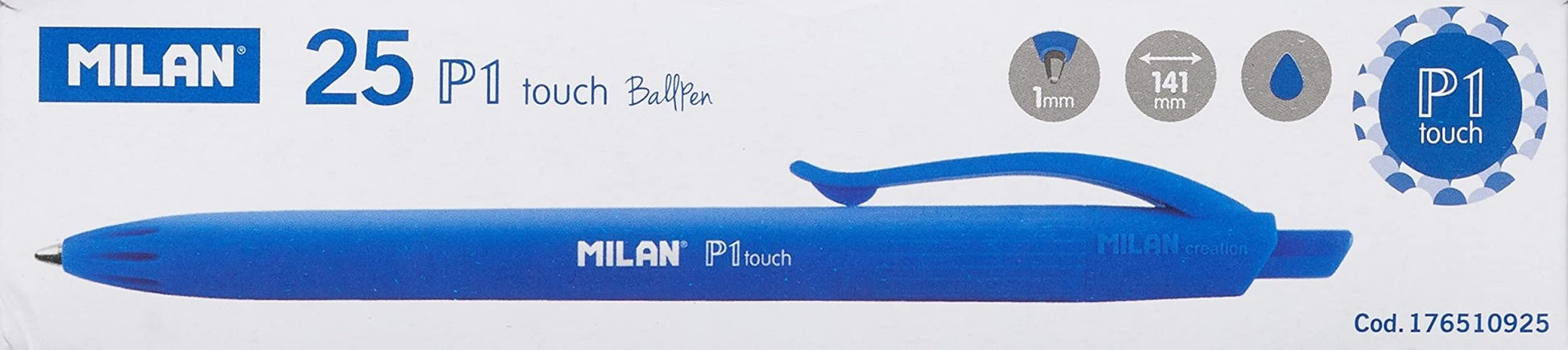 MILAN® Caja expositora 25 bolígrafos P1 touch azul – para oposiciones – Material de estudio – OpoMarket